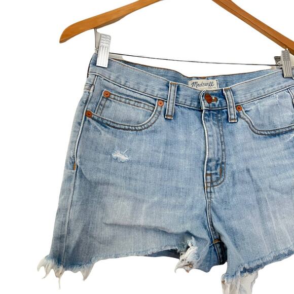 Madewell Womens Cut Off Denim Shorts Frayed Hem Blue Size 25 - Picture 3 of 10